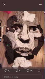 a photo of a face created using different kinds of laundry