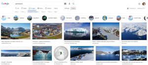  A google image search result page for Greenland